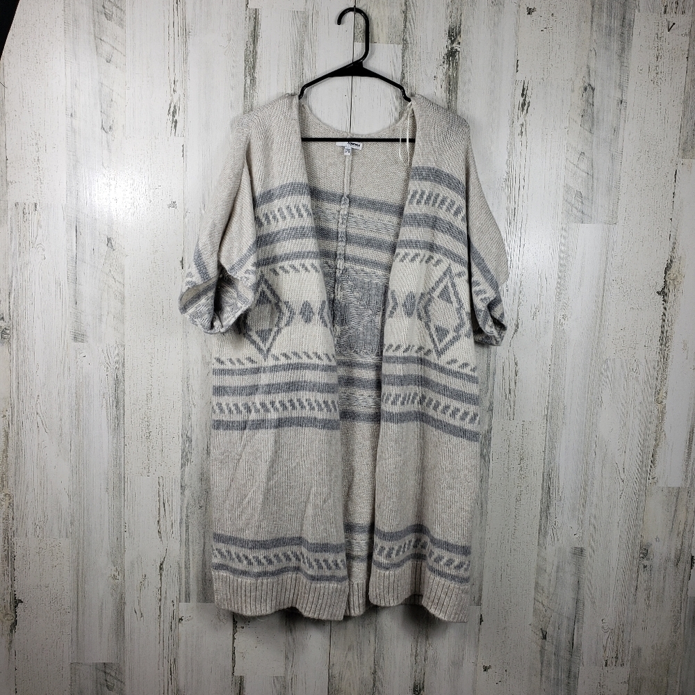 Sonoma gray, cream short sleeve soft cardigan women's plus size 1X